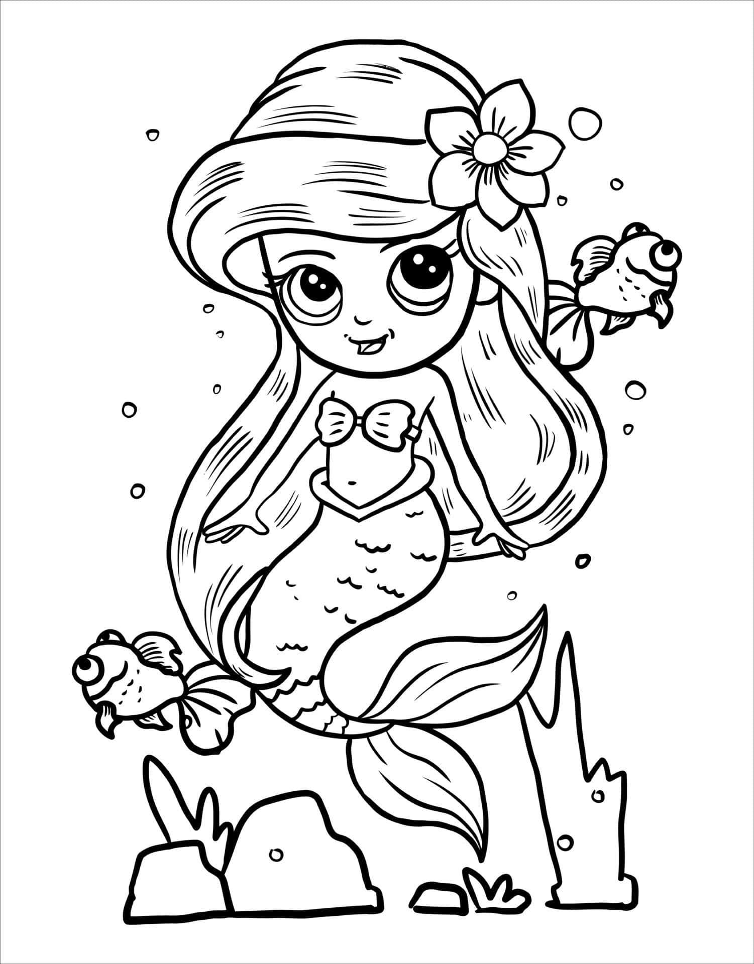 Fantasy Mermaid Coloring Page