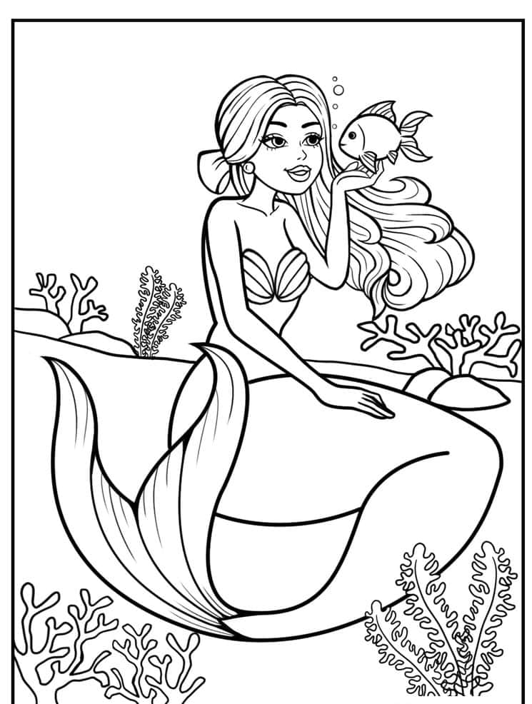 Colorful Mermaid Coloring Page