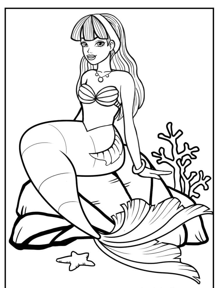 Make a splash with this beautiful mermaid coloring page!