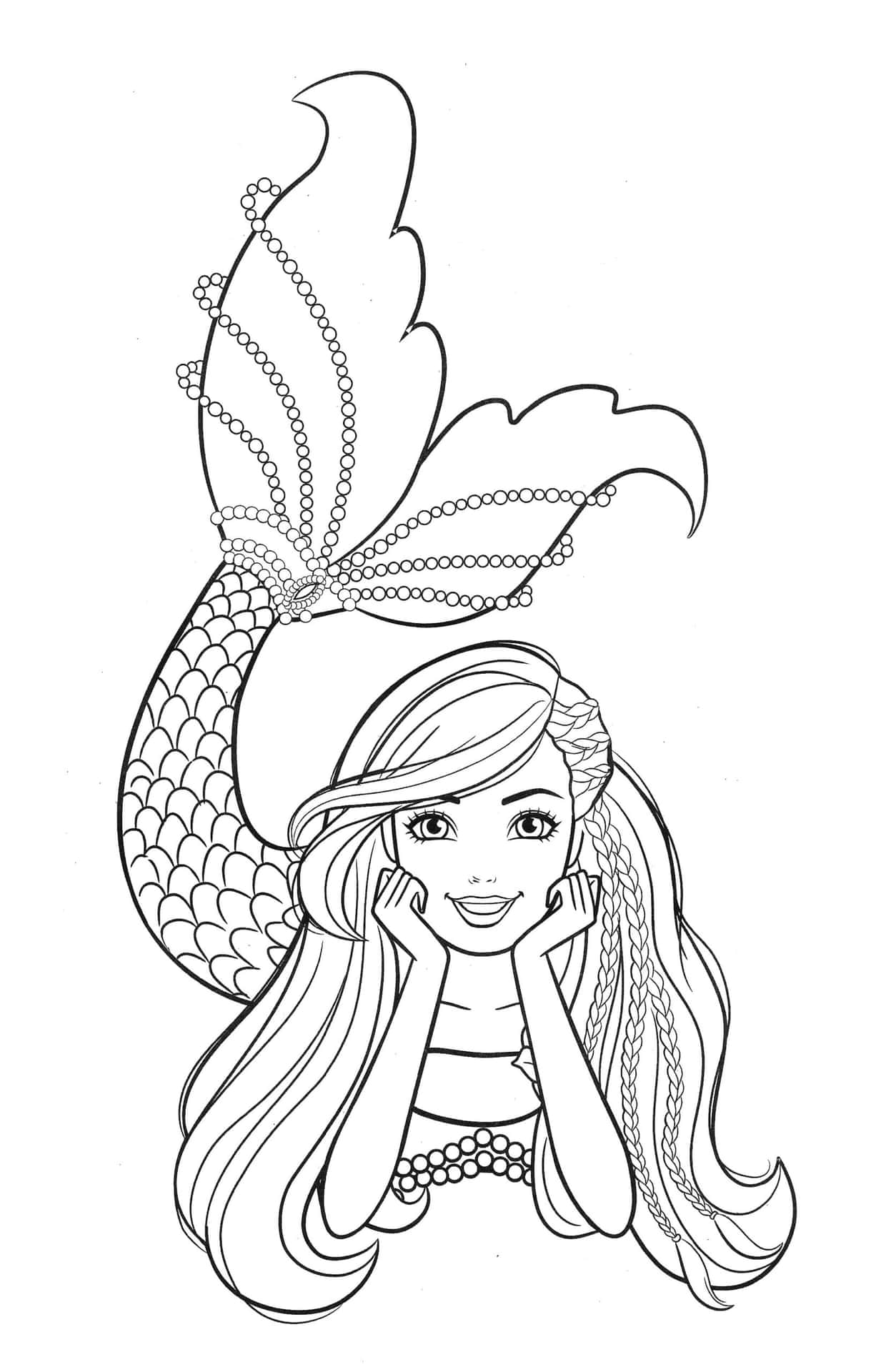 A Mermaid Coloring Page With A Mermaid Tail