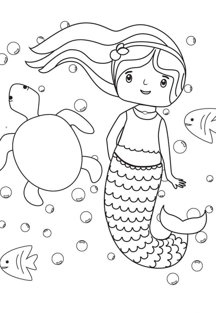 Unleash your inner artist with this gorgeous mermaid coloring page.