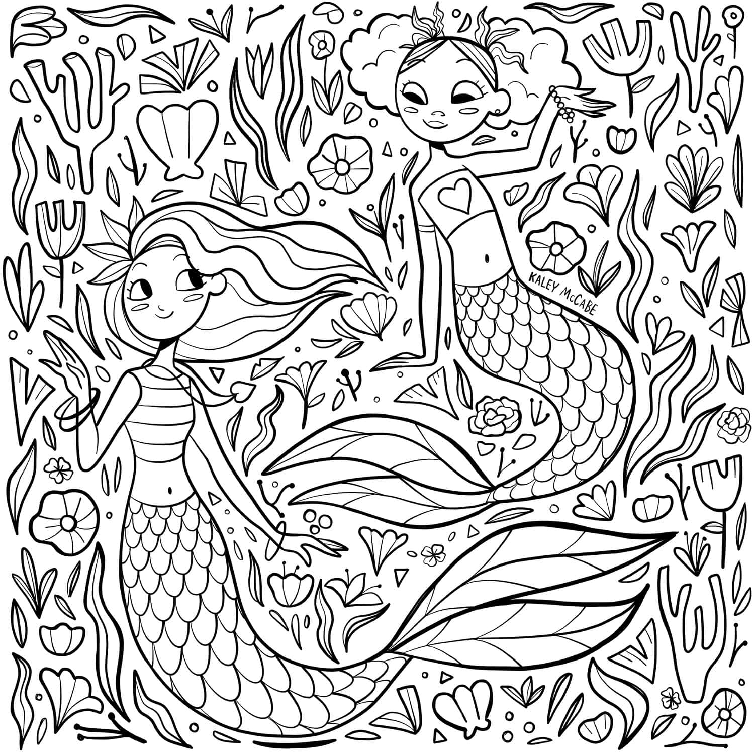 Enjoy coloring this beautiful mermaid picture
