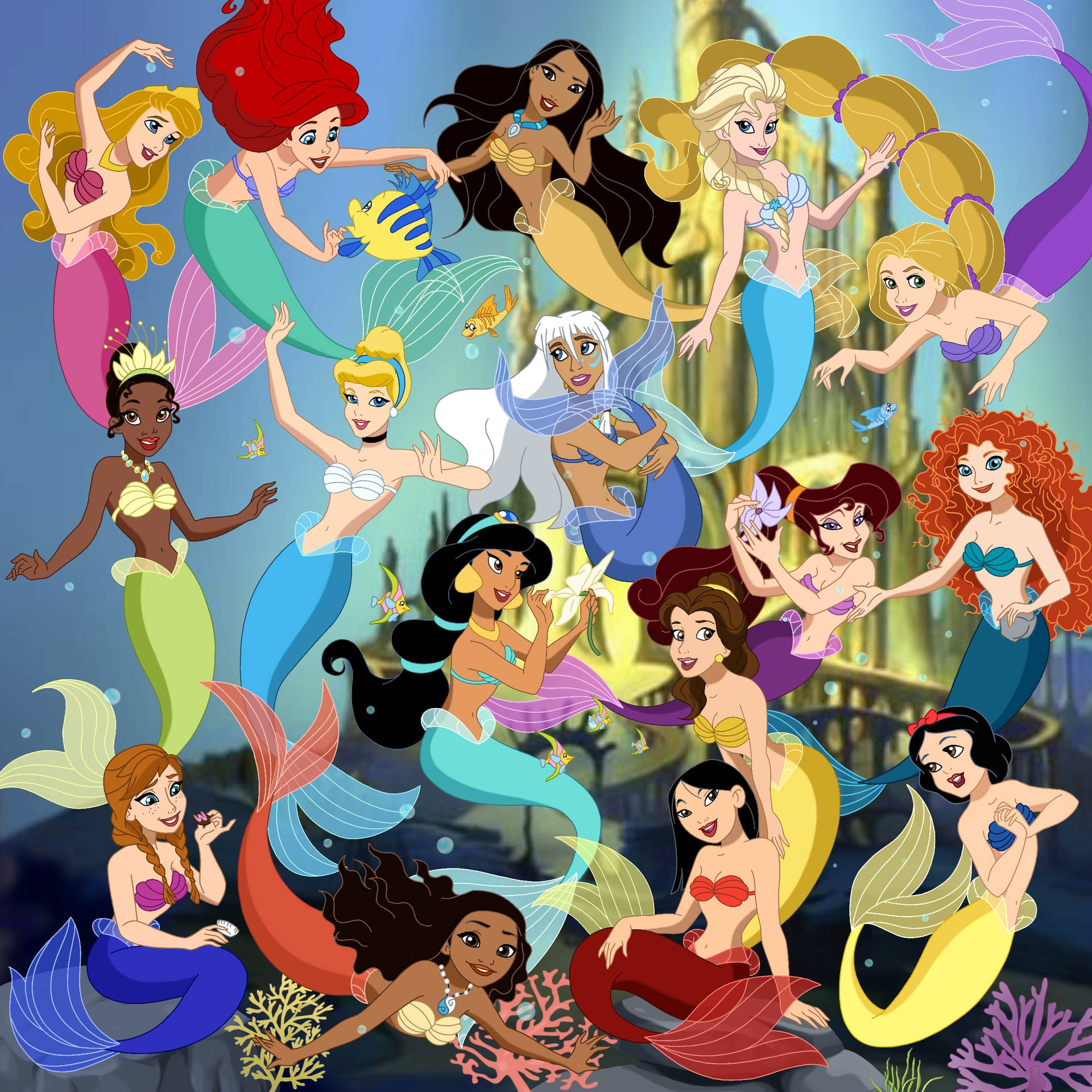 Mermaid Disney Princesses Wallpaper