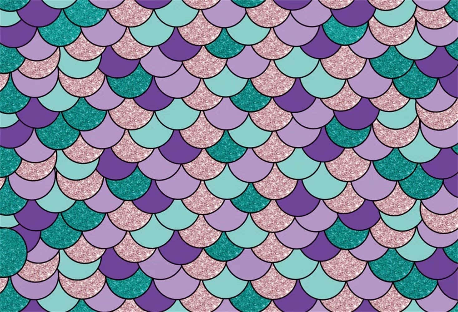 Simple Mermaid Glitters Scallop Pattern Wallpaper