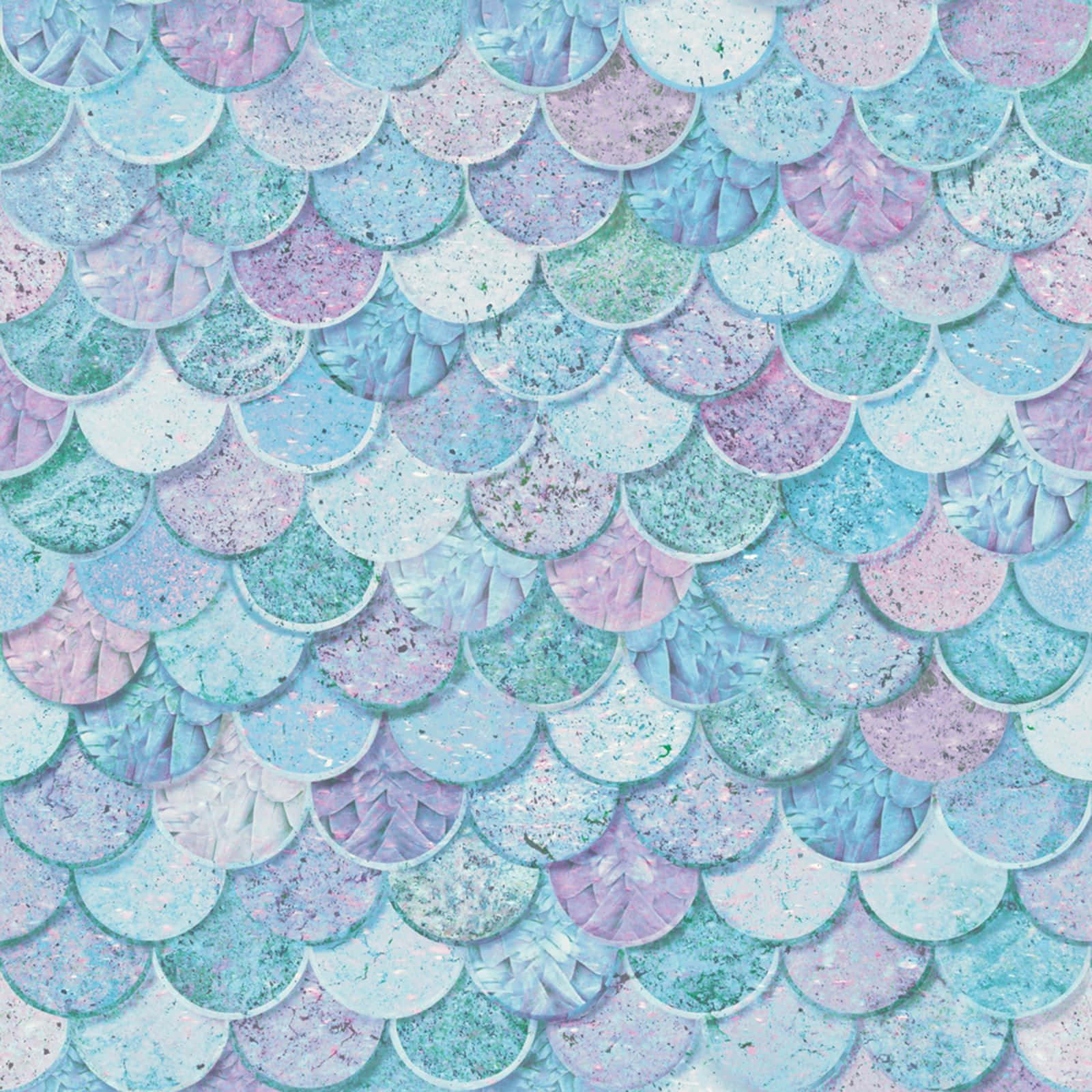Mermaid Glitters In Scallop Pattern Wallpaper