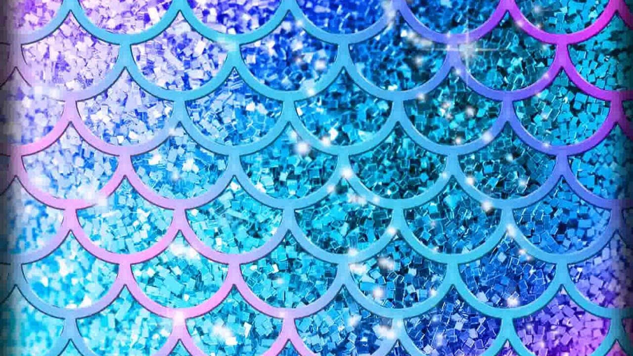 Blue And Pink Scallop Mermaid Glitter Wallpaper