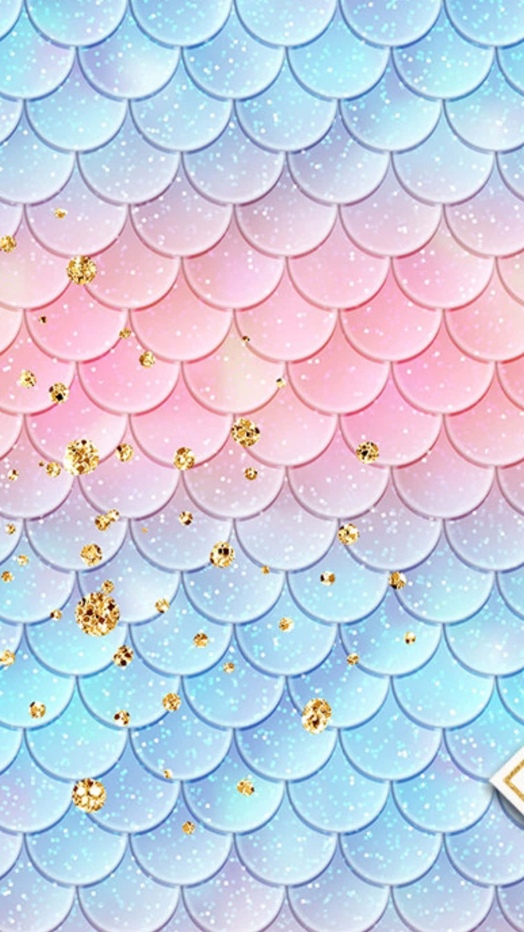 Mermaid Glitters In Blue Pink And Gold Wallpaper