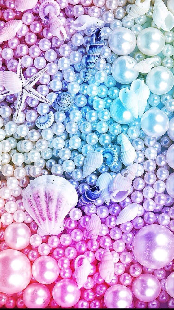 Mermaid Glitter Shells And Pearls Wallpaper