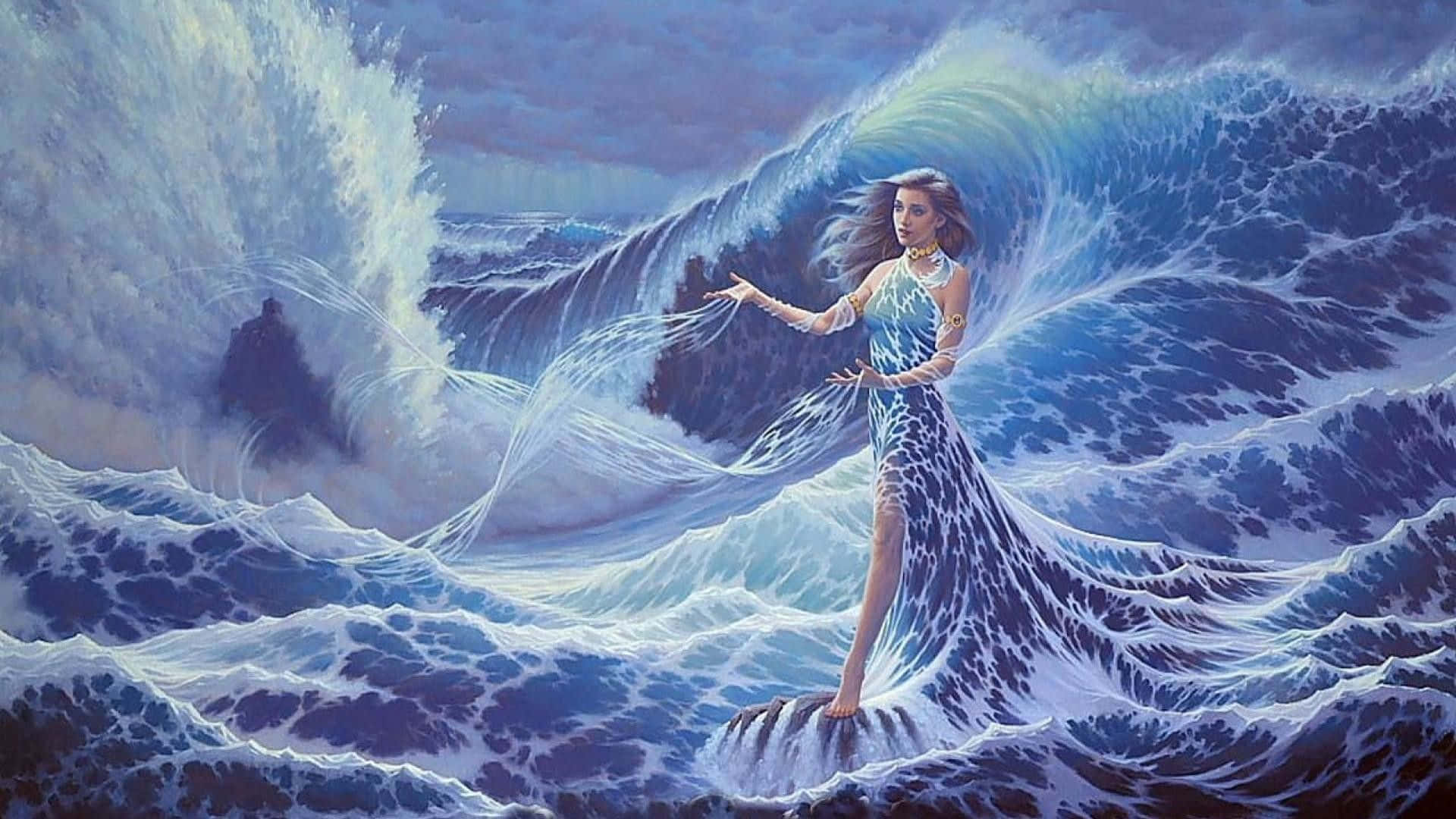 Mermaid Goddess Controls The Waves Wallpaper