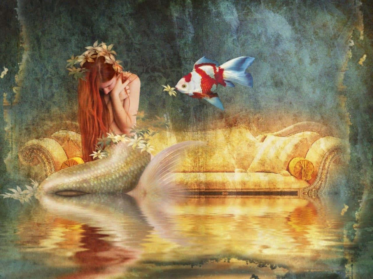 Mermaid Golden Sofa Picture