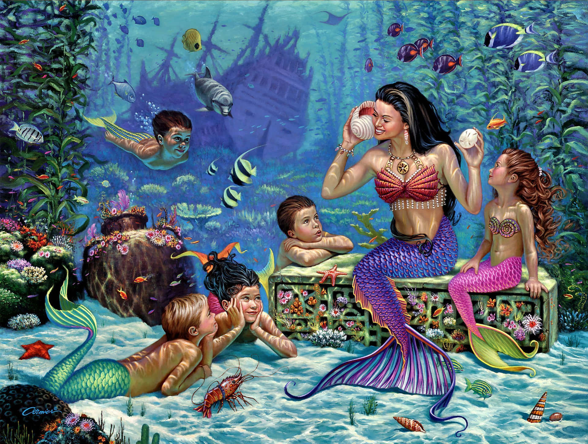 Mermaid Telling Stories Wallpaper