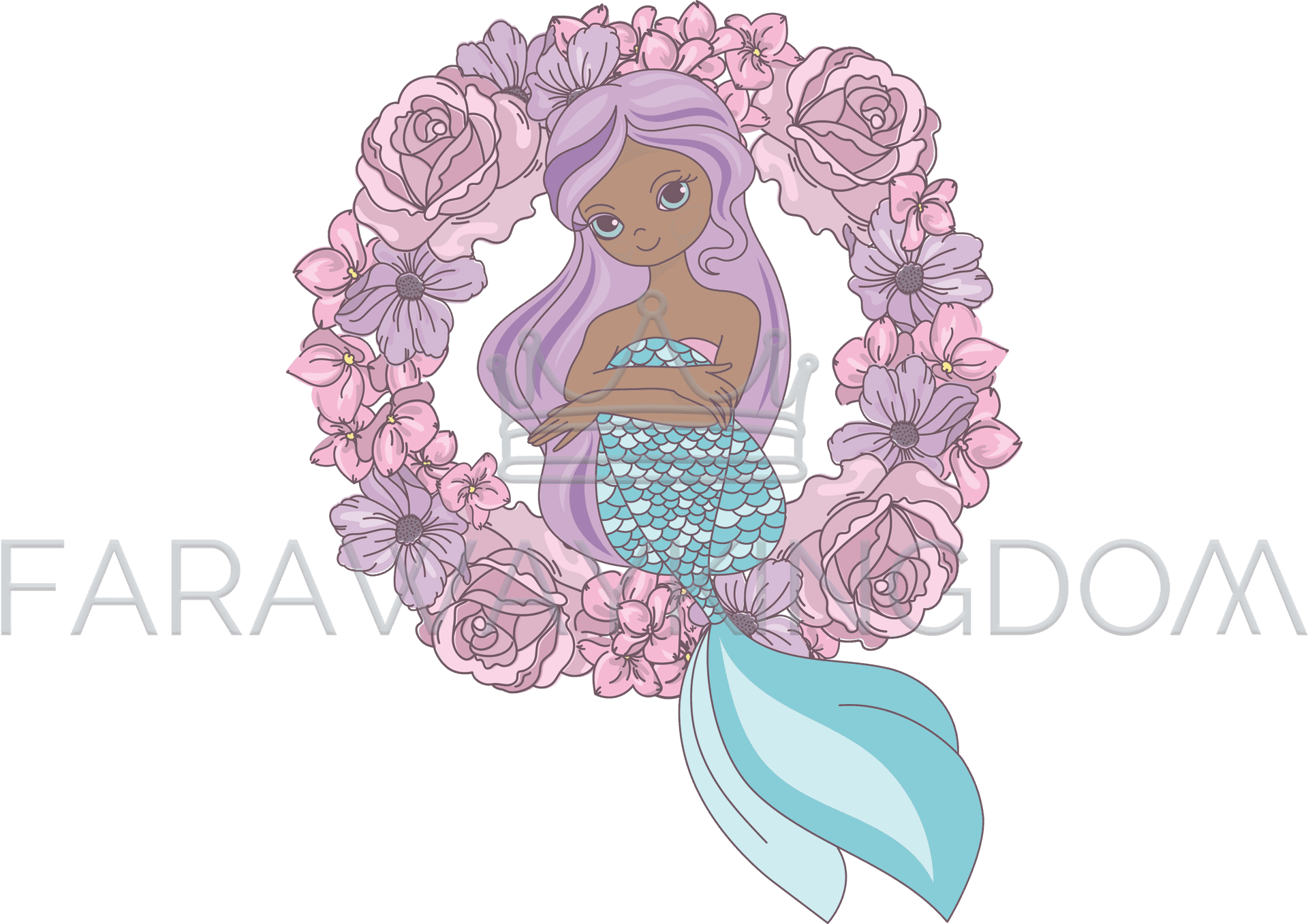 Mermaid_ Floral_ Frame_ Illustration PNG