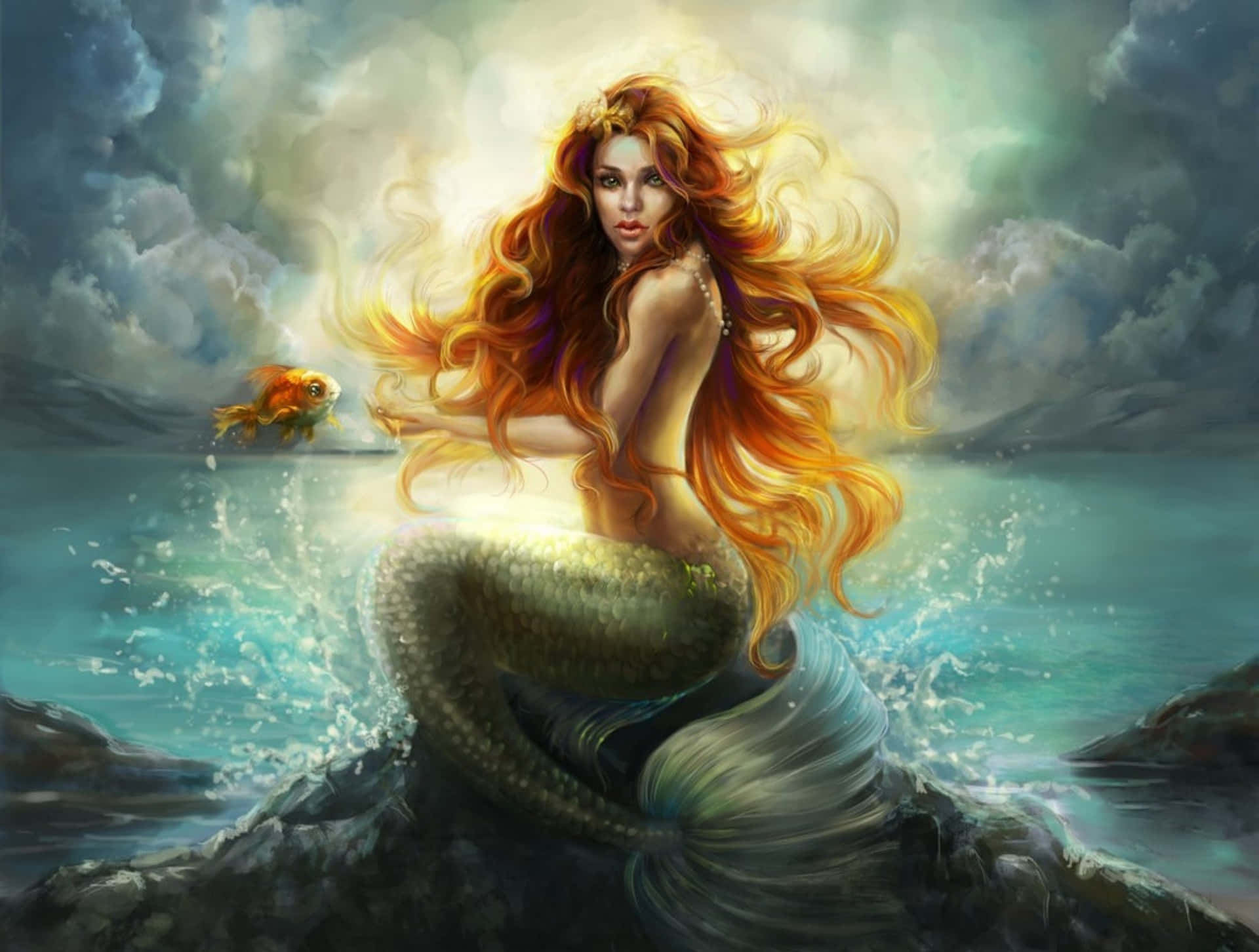 Unamisteriosa Sirena Acechando Bajo El Agua.