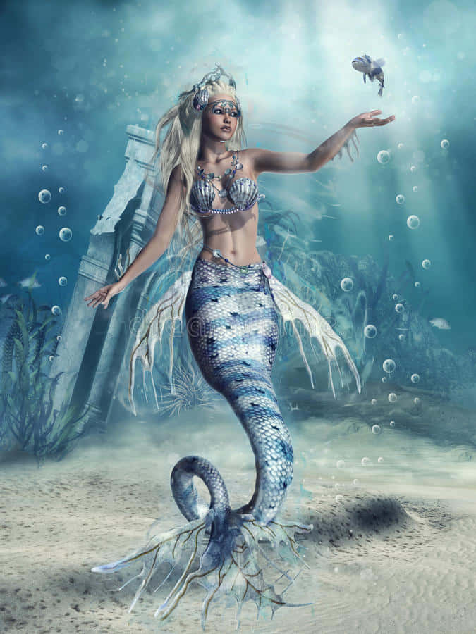 A magical sight – a mermaid swimming in the sea