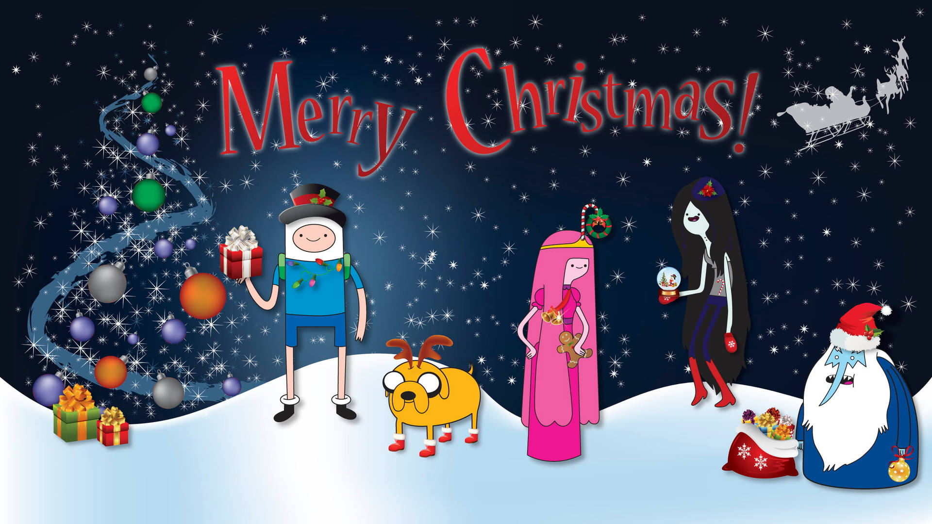 Merry Christmas Adventure Time Laptop Wallpaper