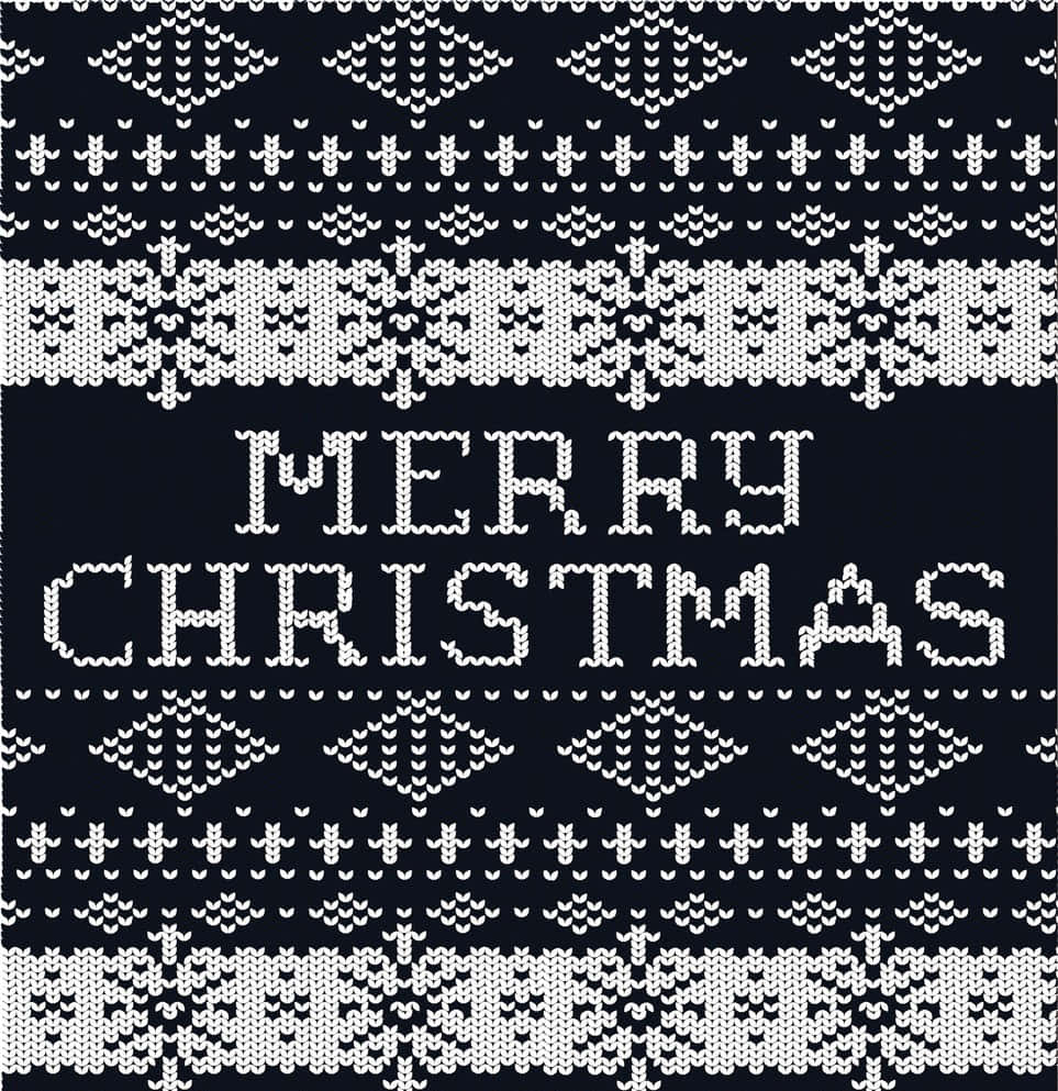 Download Merry Christmas Black Sweater Design Wallpaper | Wallpapers.com