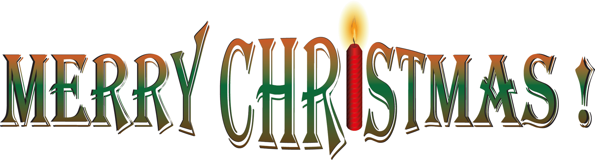 Merry Christmas Candle Text PNG