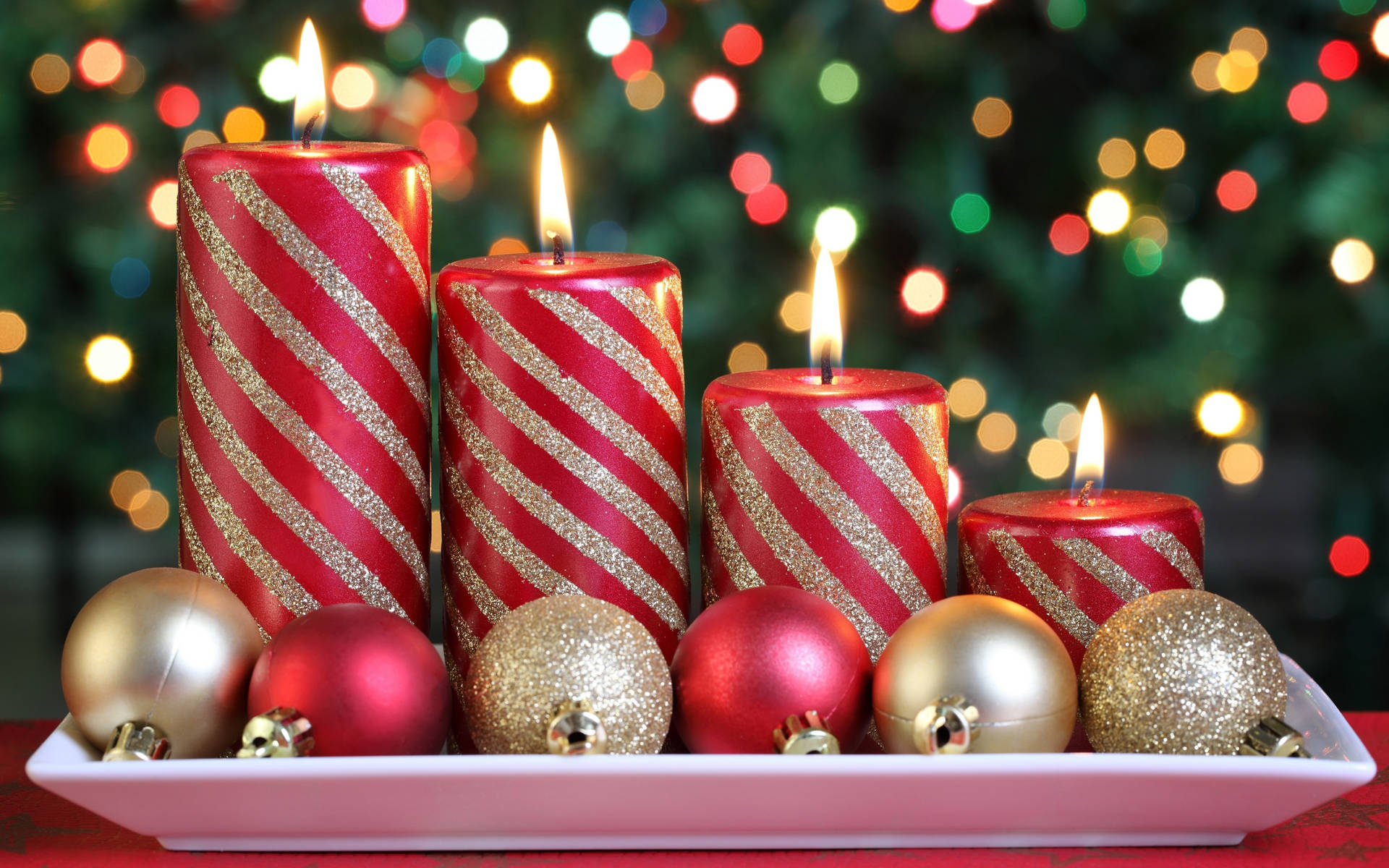 Merry Christmas Candles Wallpaper