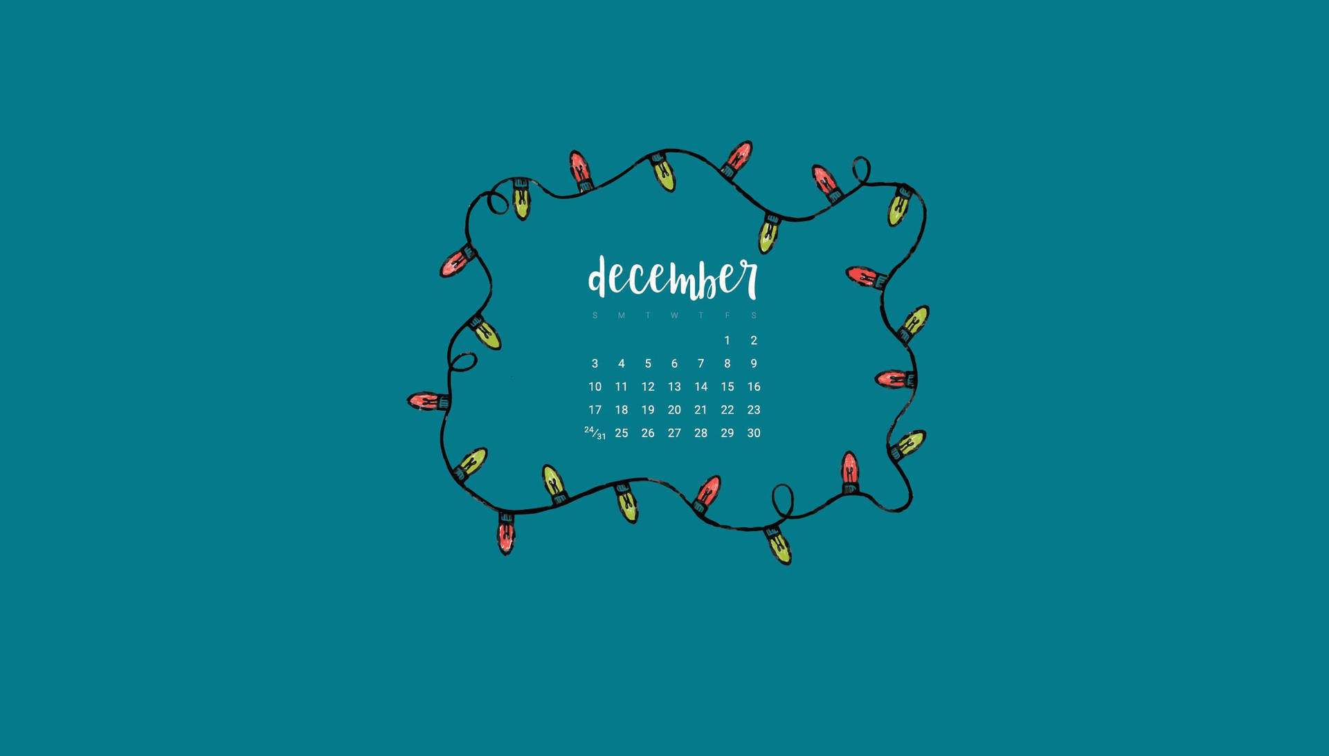 Calendarioestético De Diciembre Feliz Navidad Azul Verdoso Fondo de pantalla