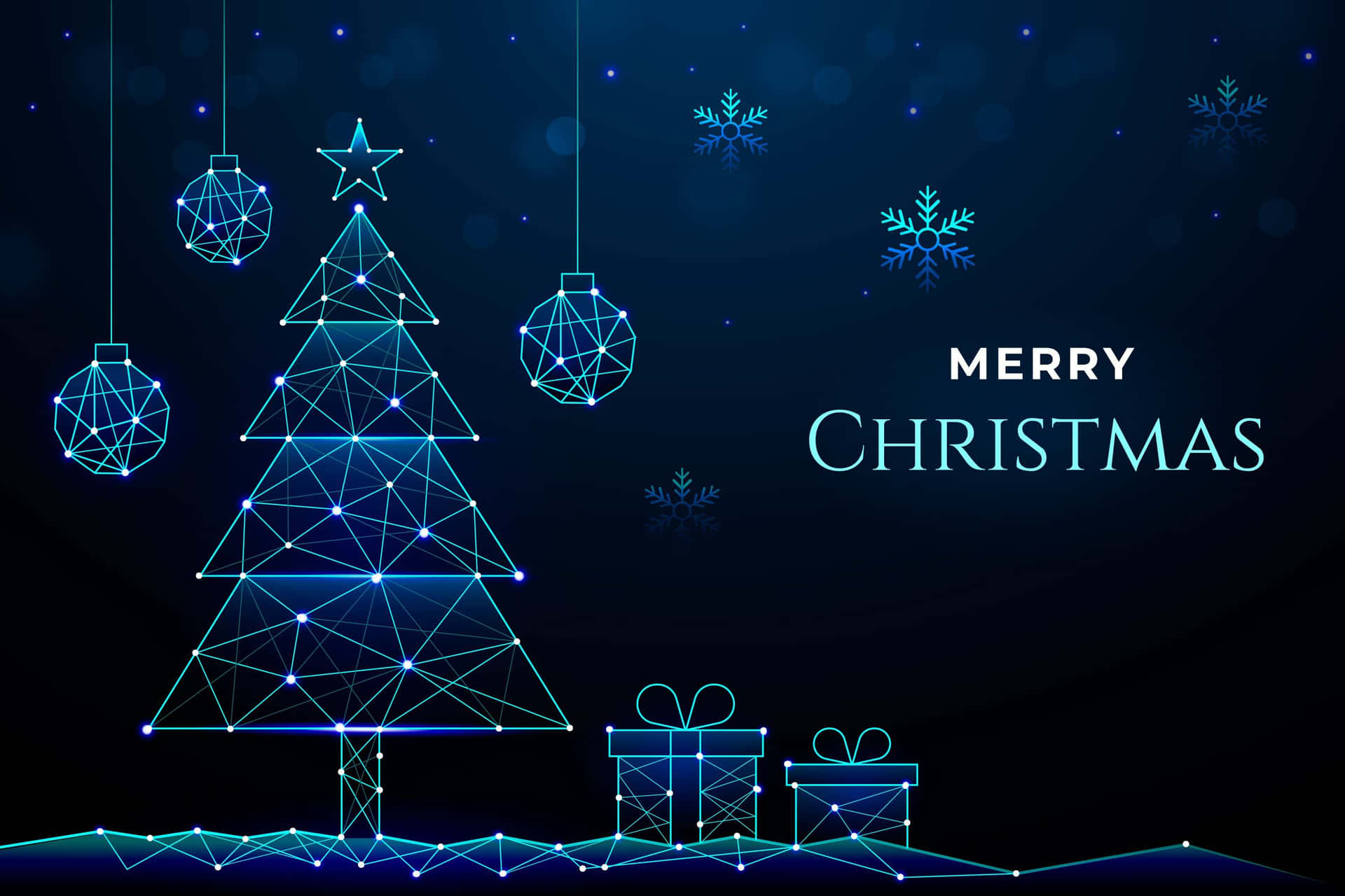 Merry Christmas Digital Tree Wallpaper