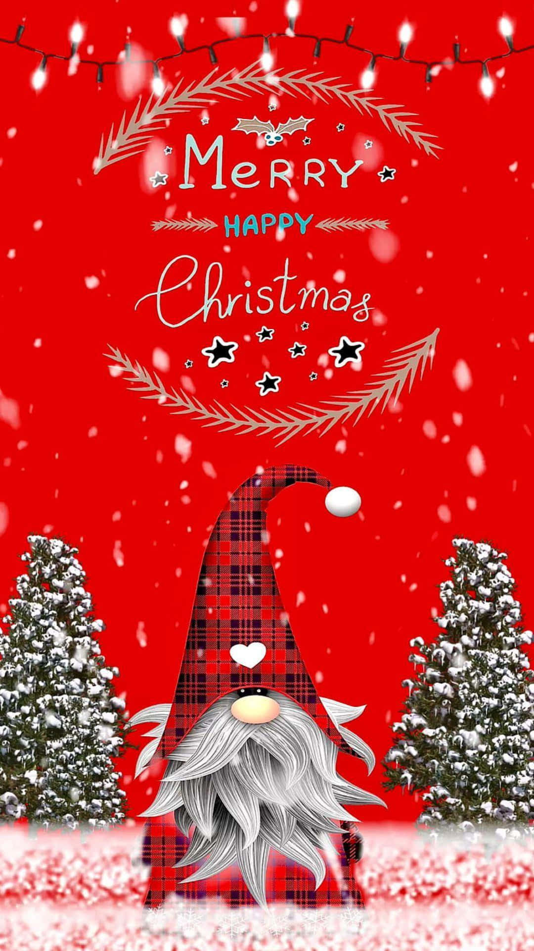 Merry Christmas Gnome Design Wallpaper