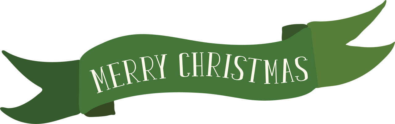 Merry Christmas Green Banner PNG