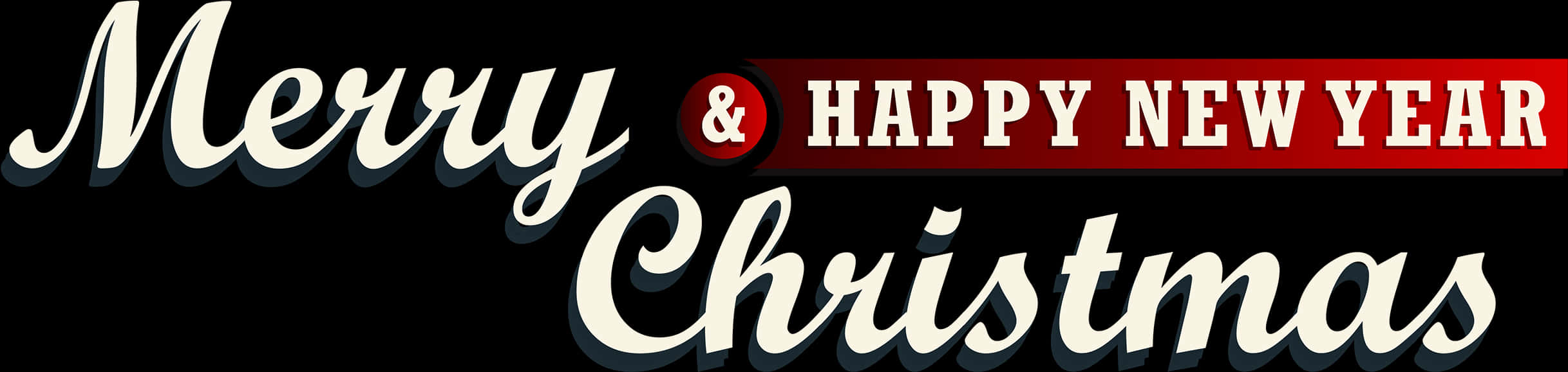 Merry Christmas Happy New Year Banner PNG