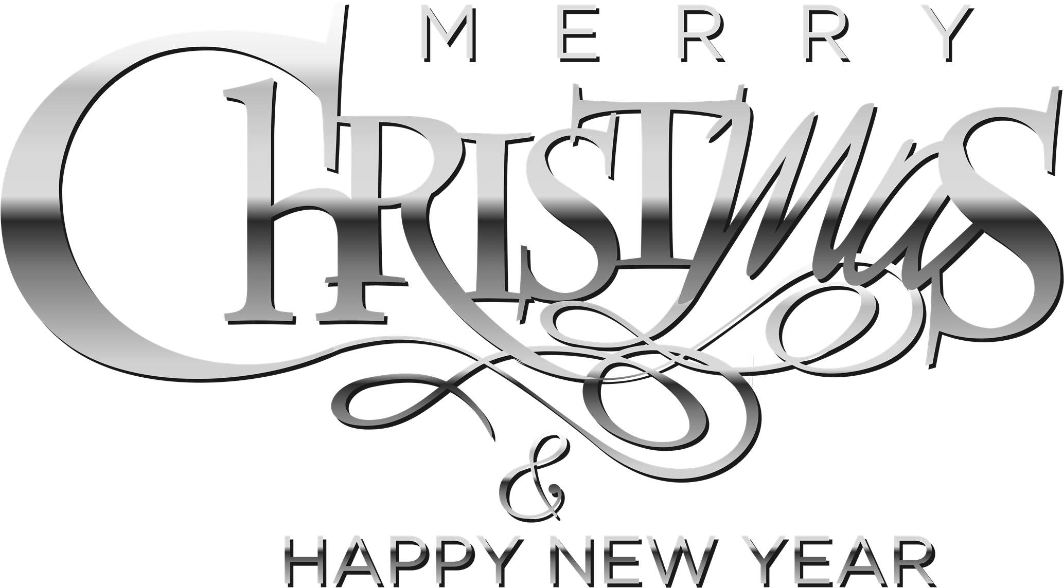 Merry Christmas Happy New Year Greeting PNG