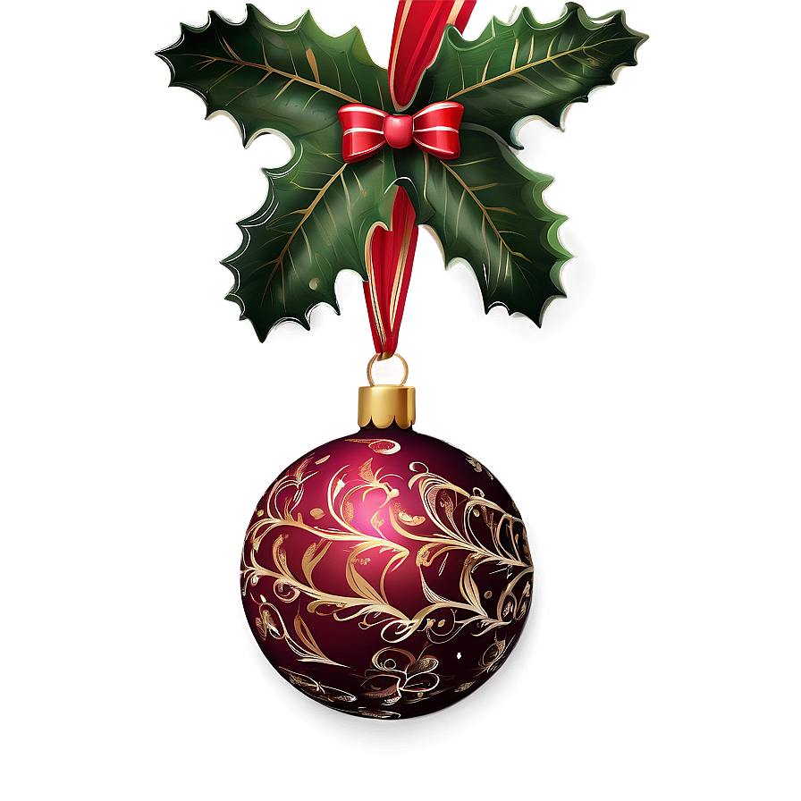 Merry Christmas Holly Decoration Png Lgt47 PNG