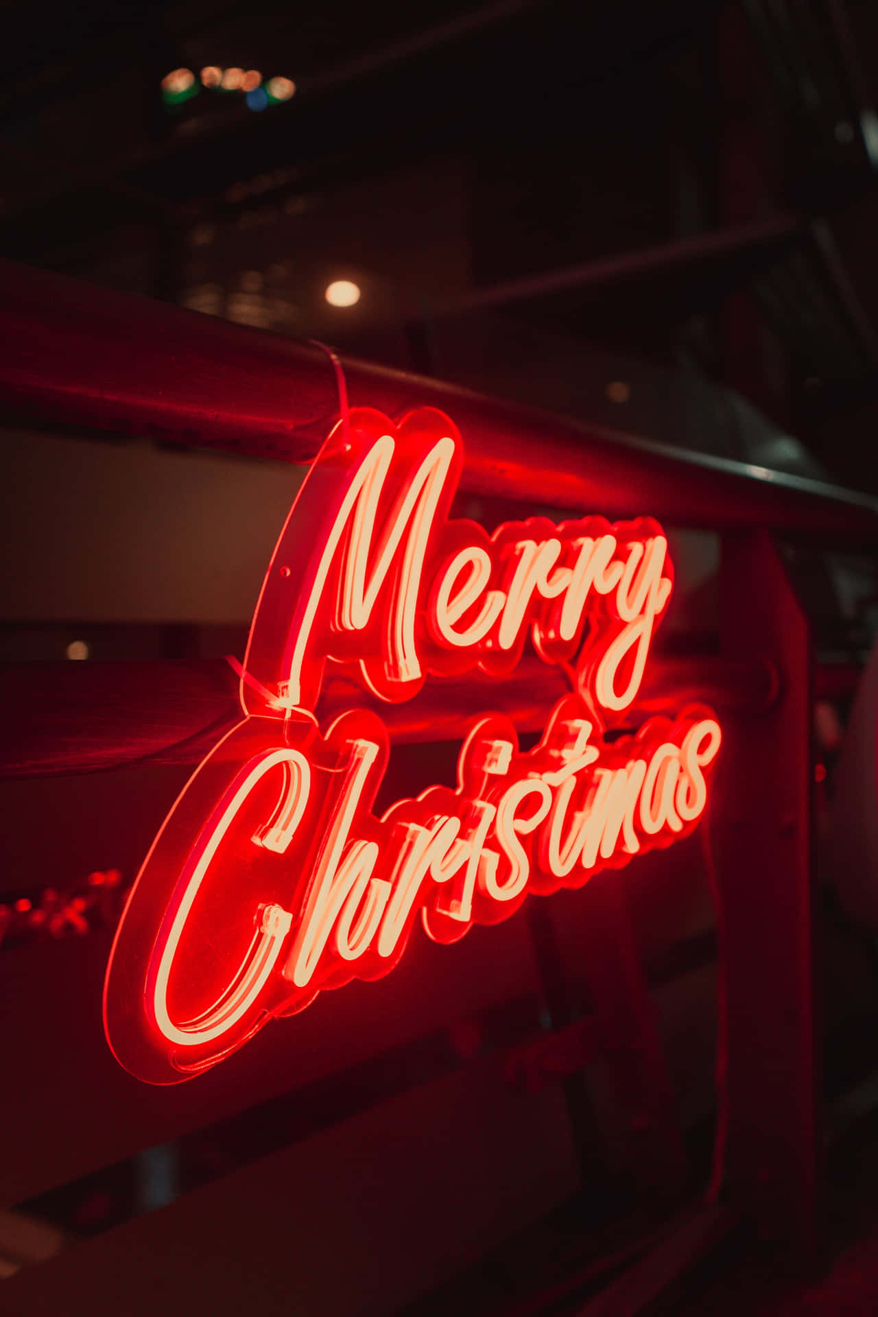 Merry Christmas Neon Sign Wallpaper