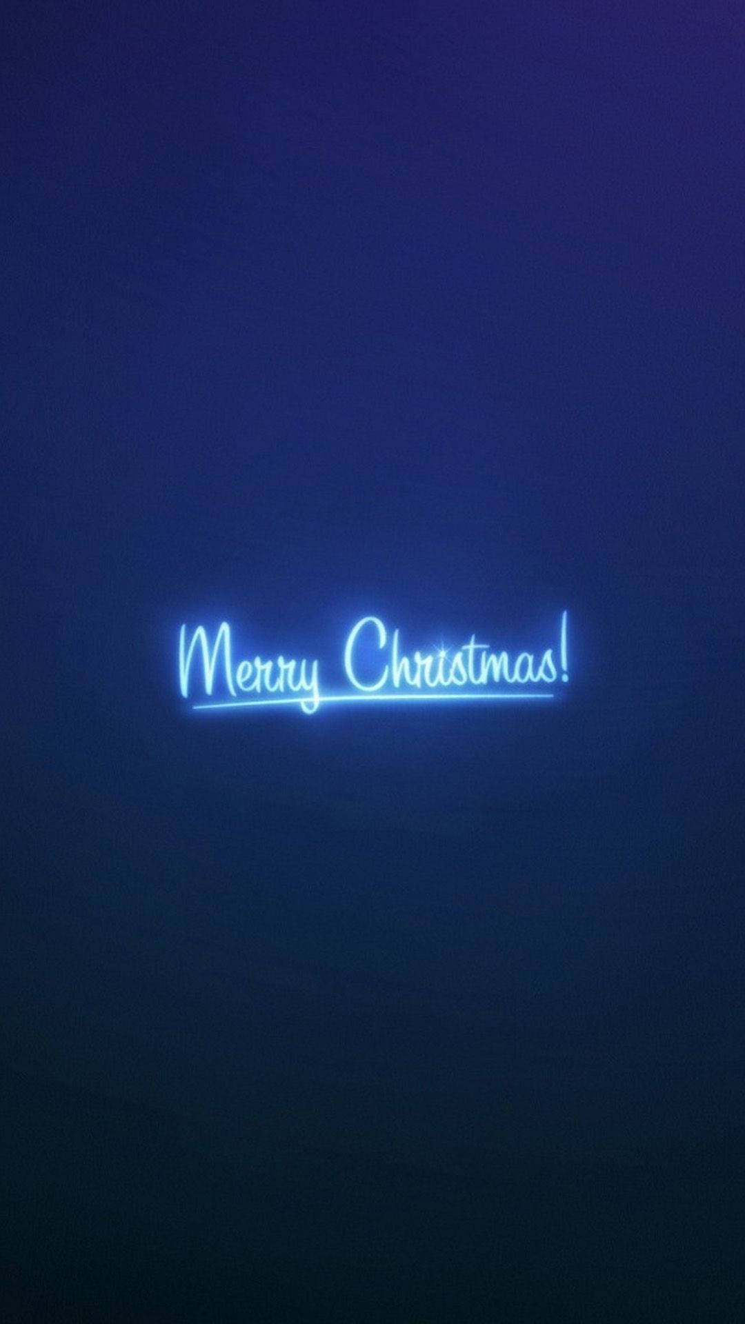 Merry Christmas On Neon Blue iPhone Wallpaper