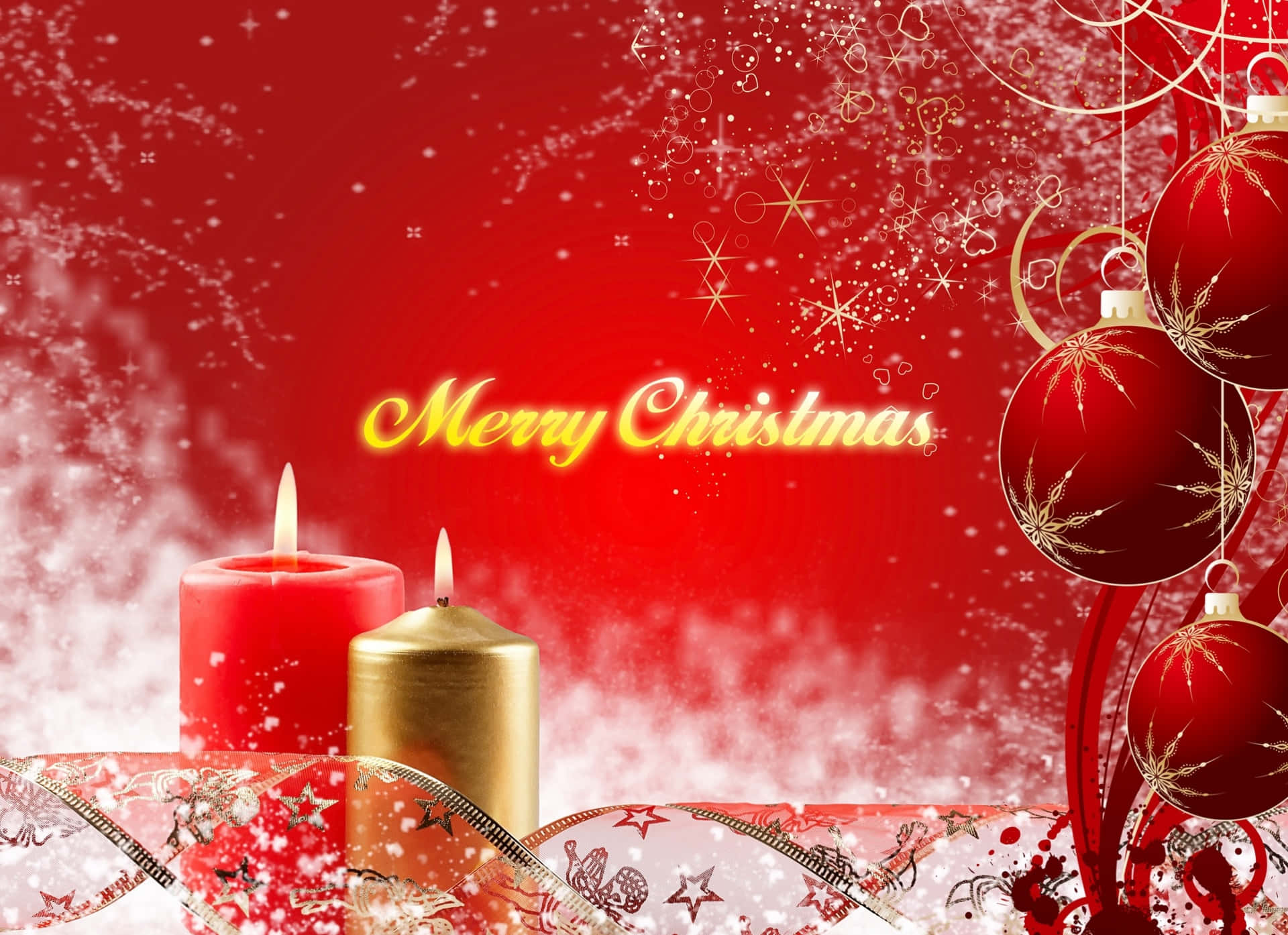 Christmas Wallpapers With Candles And Red Decorations