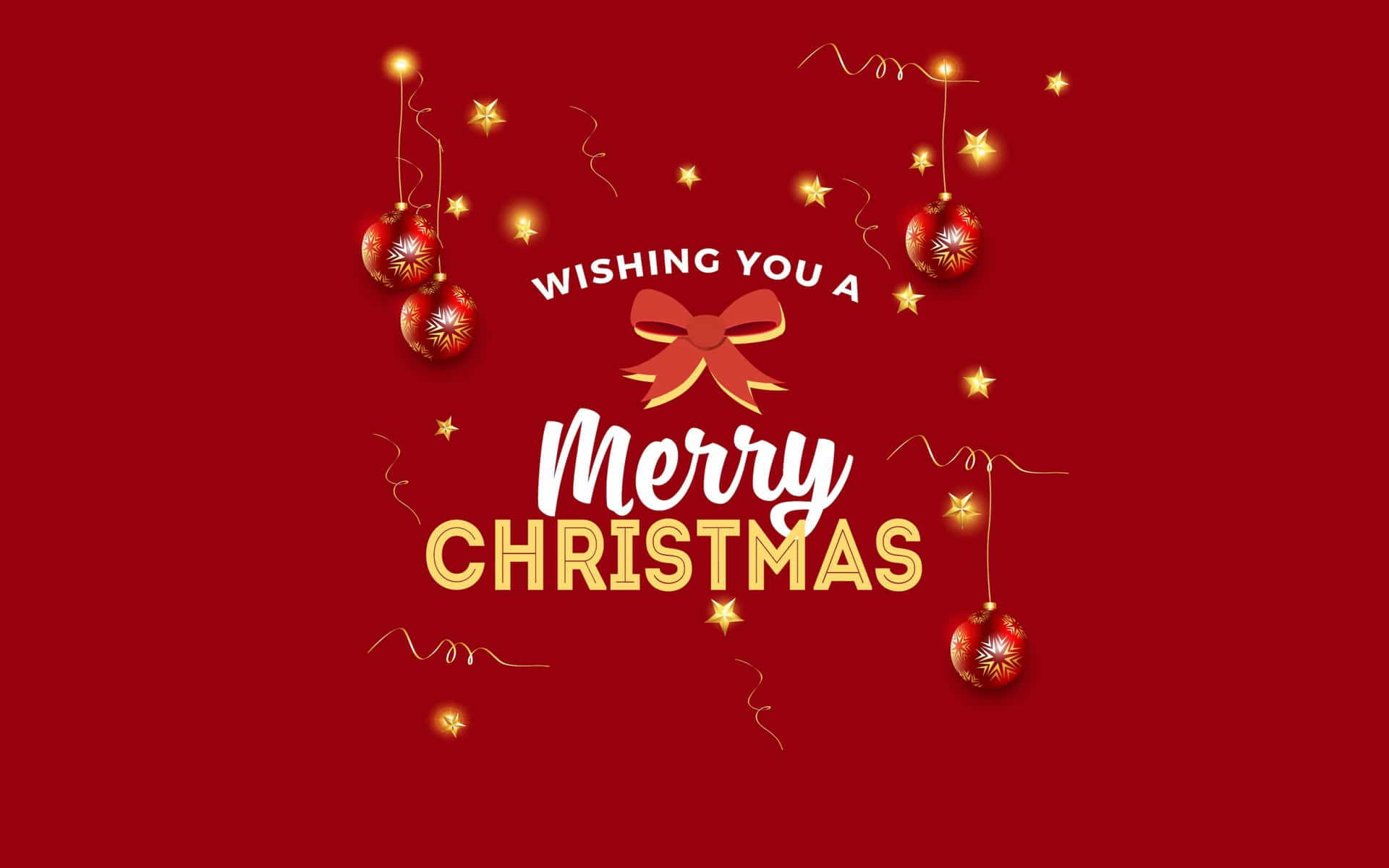 Merry Christmas Red Gold Greeting Wallpaper