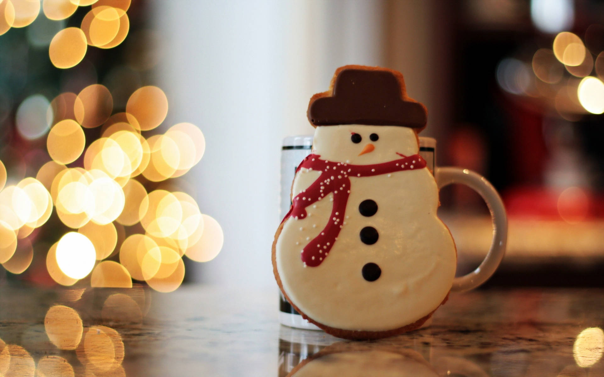 Merry Christmas Snowman Cookie Wallpaper