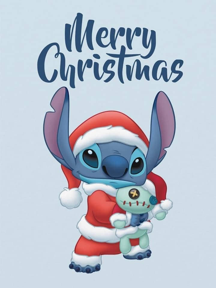 Merry Christmas Stitch With Scrump Wallpaper