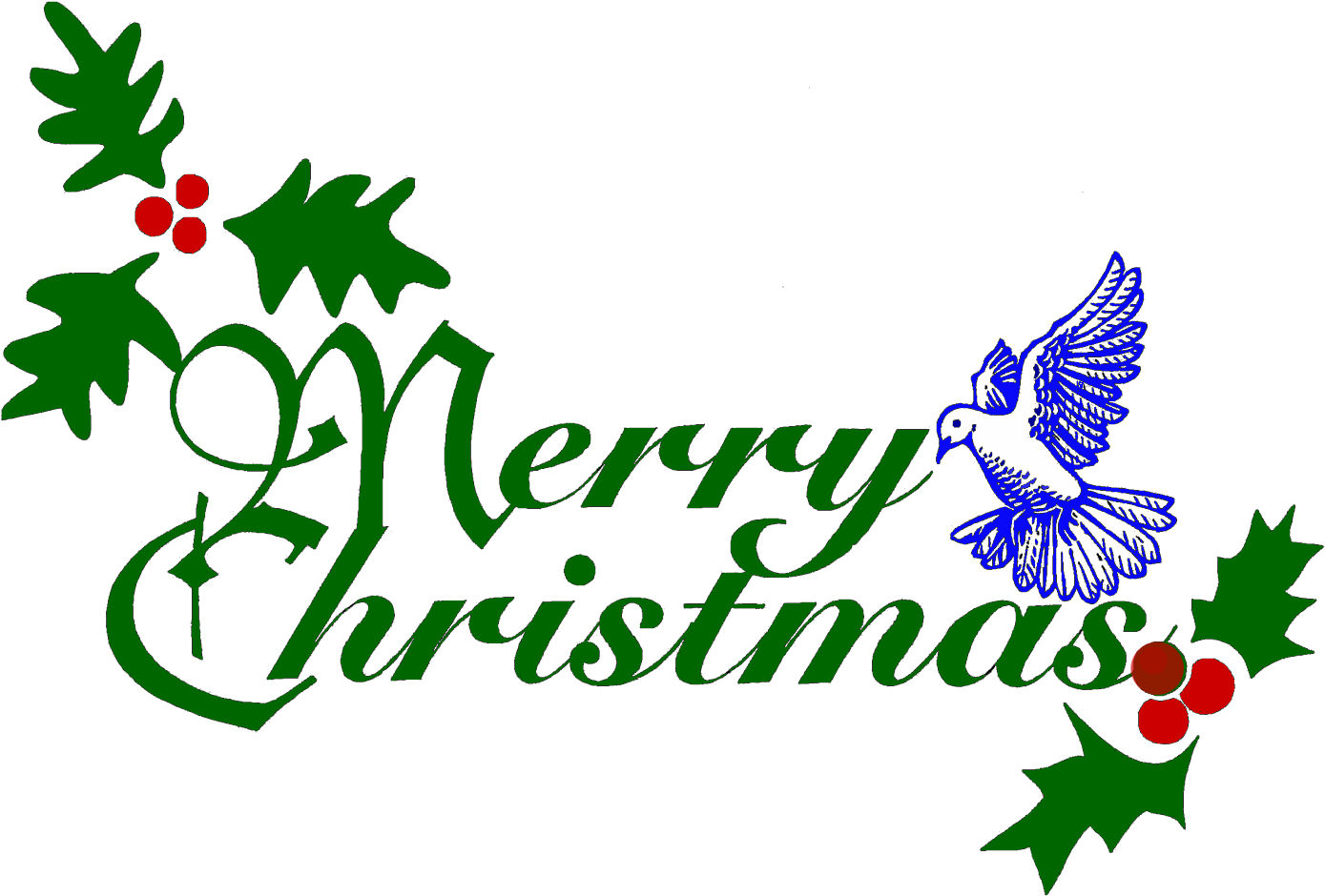 Merry Christmas Textwith Doveand Holly PNG