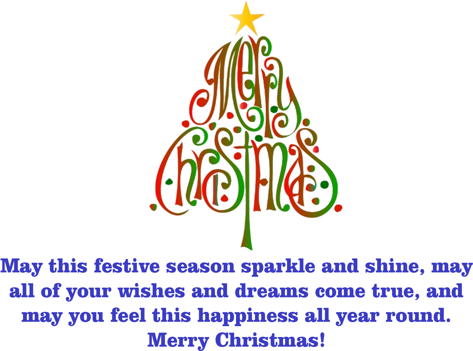 Merry Christmas Tree Text Design PNG