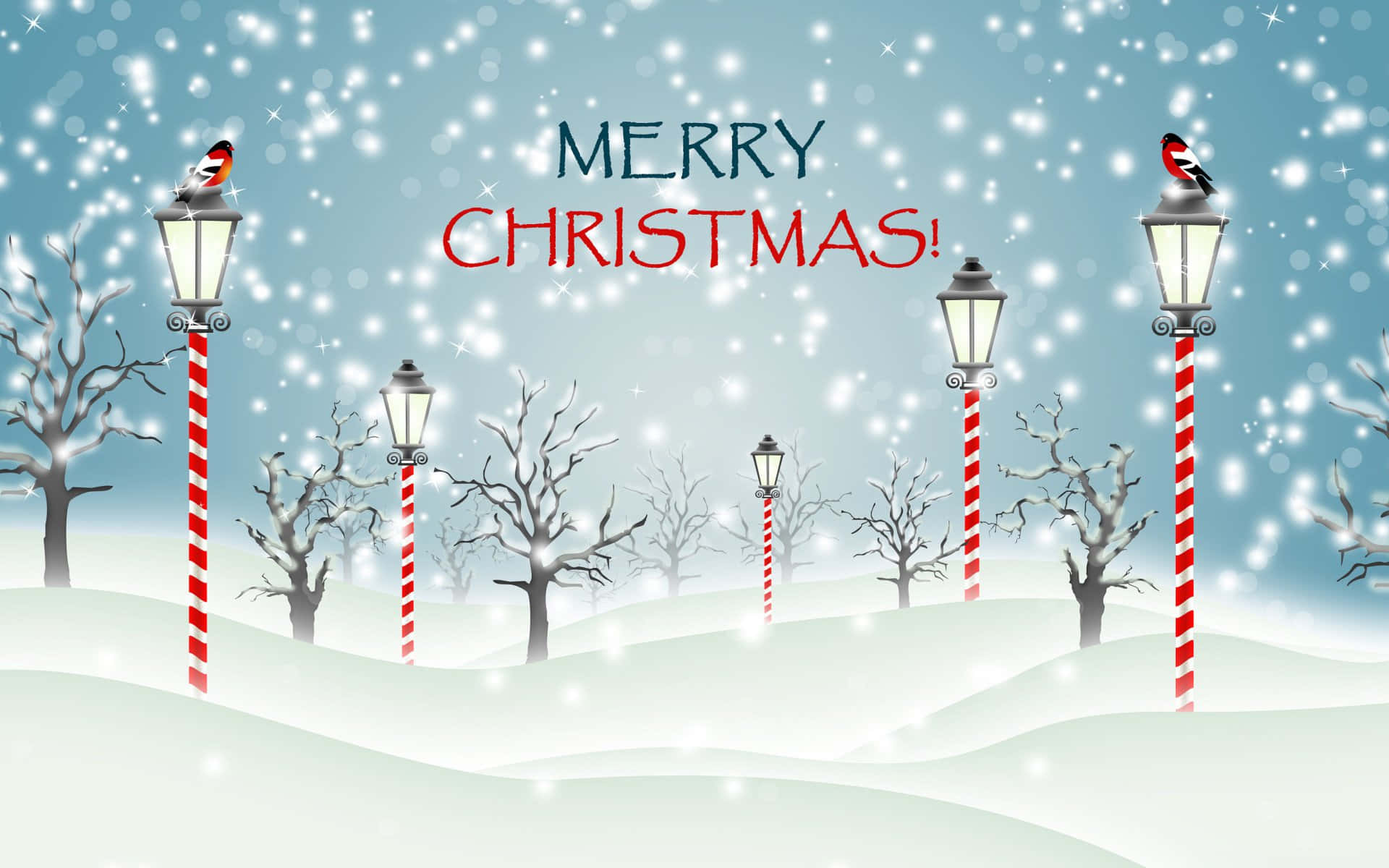 Merry Christmas Winter Scene Wallpaper