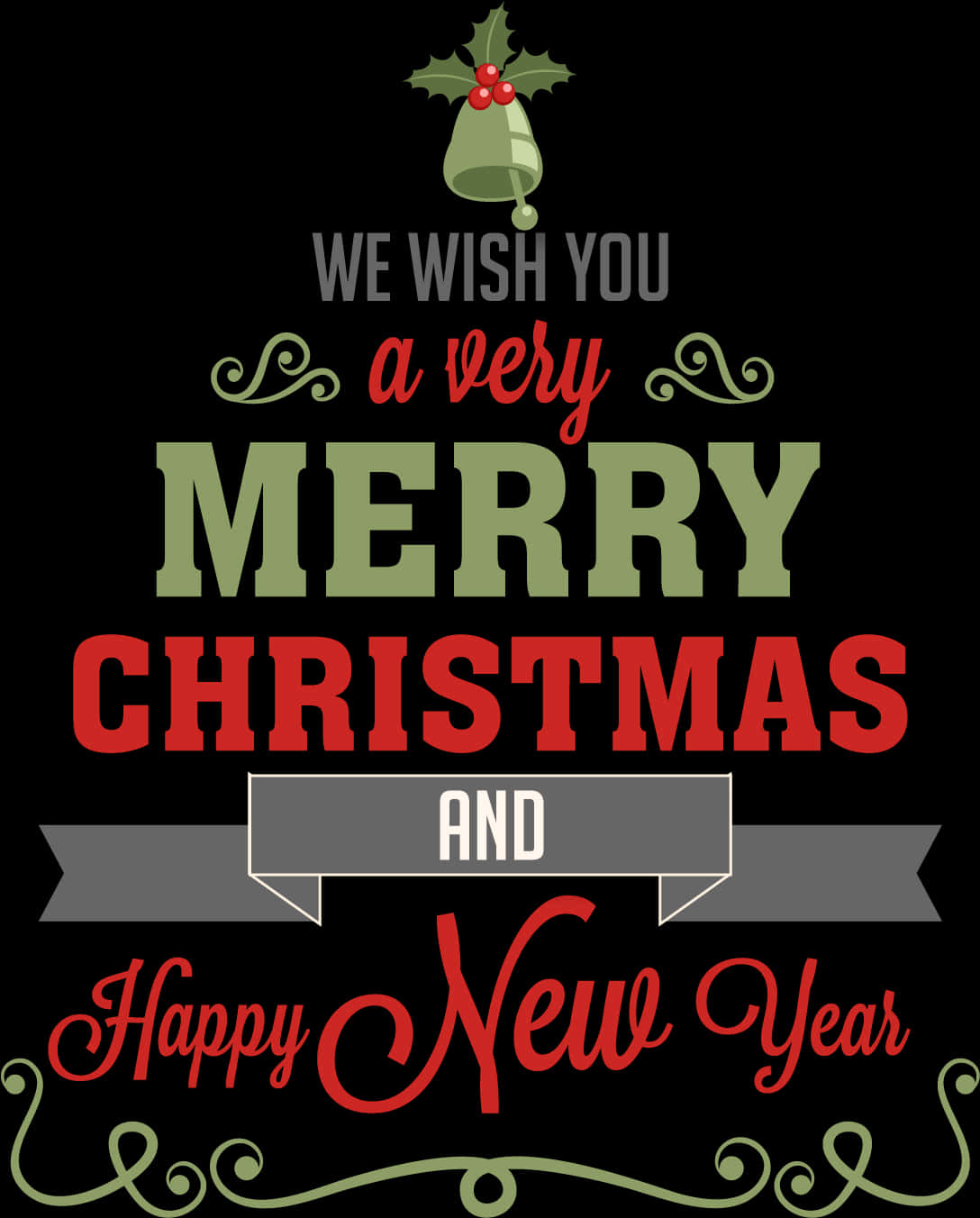 Merry Christmasand Happy New Year Greeting PNG