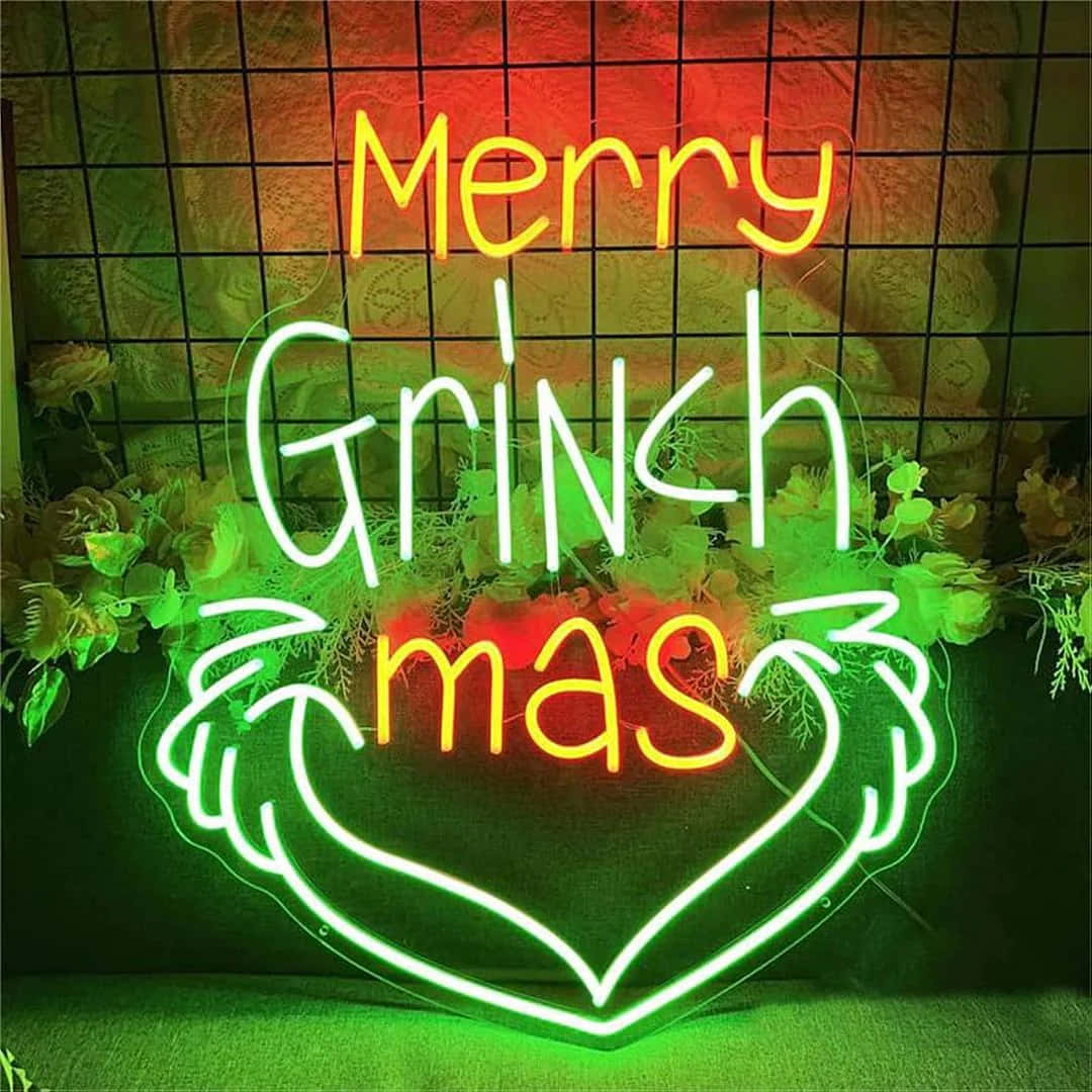 Merry Grinchmas Neon Sign Wallpaper