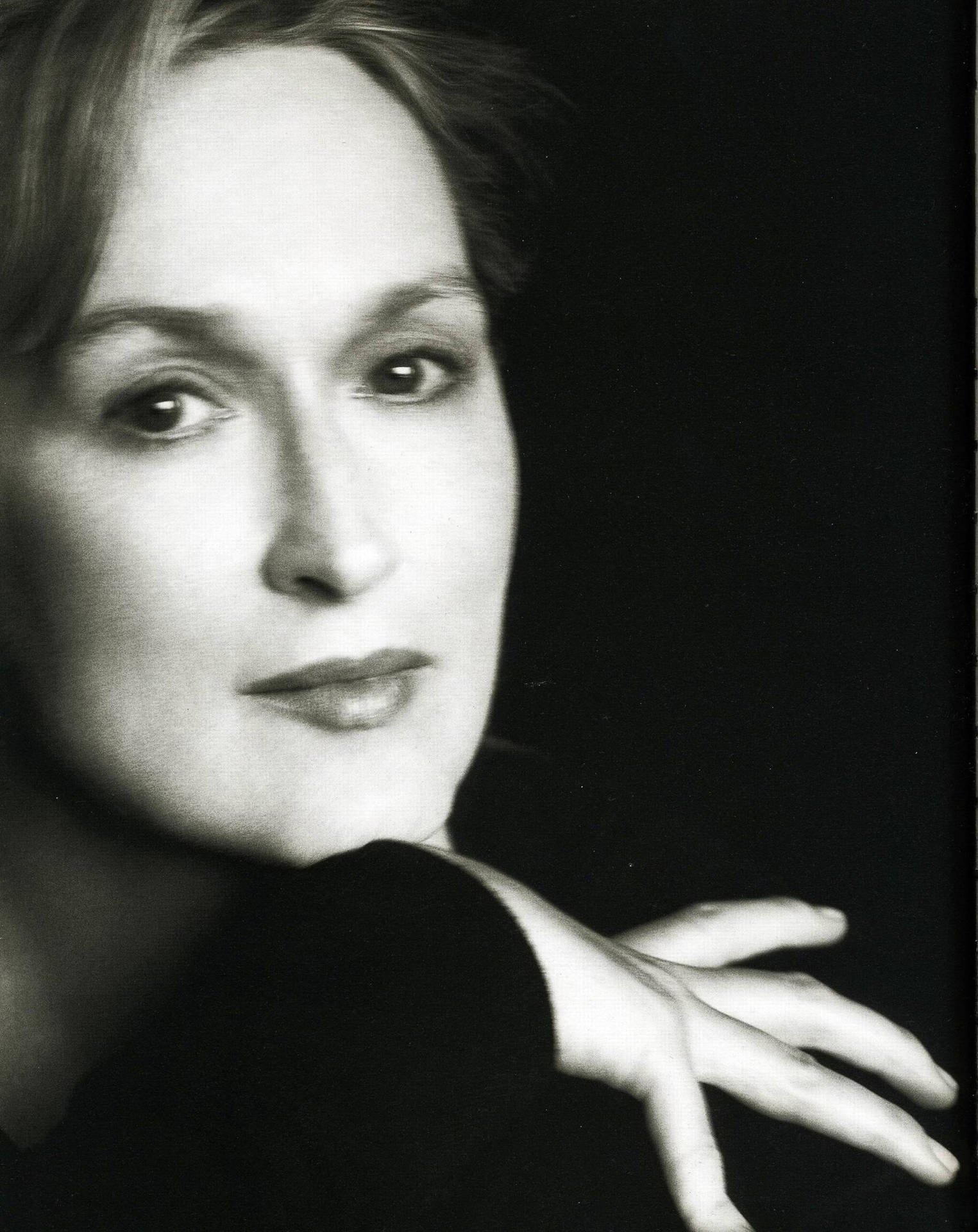 Meryl Streep Sort og Hvid Fotos Tapet Wallpaper