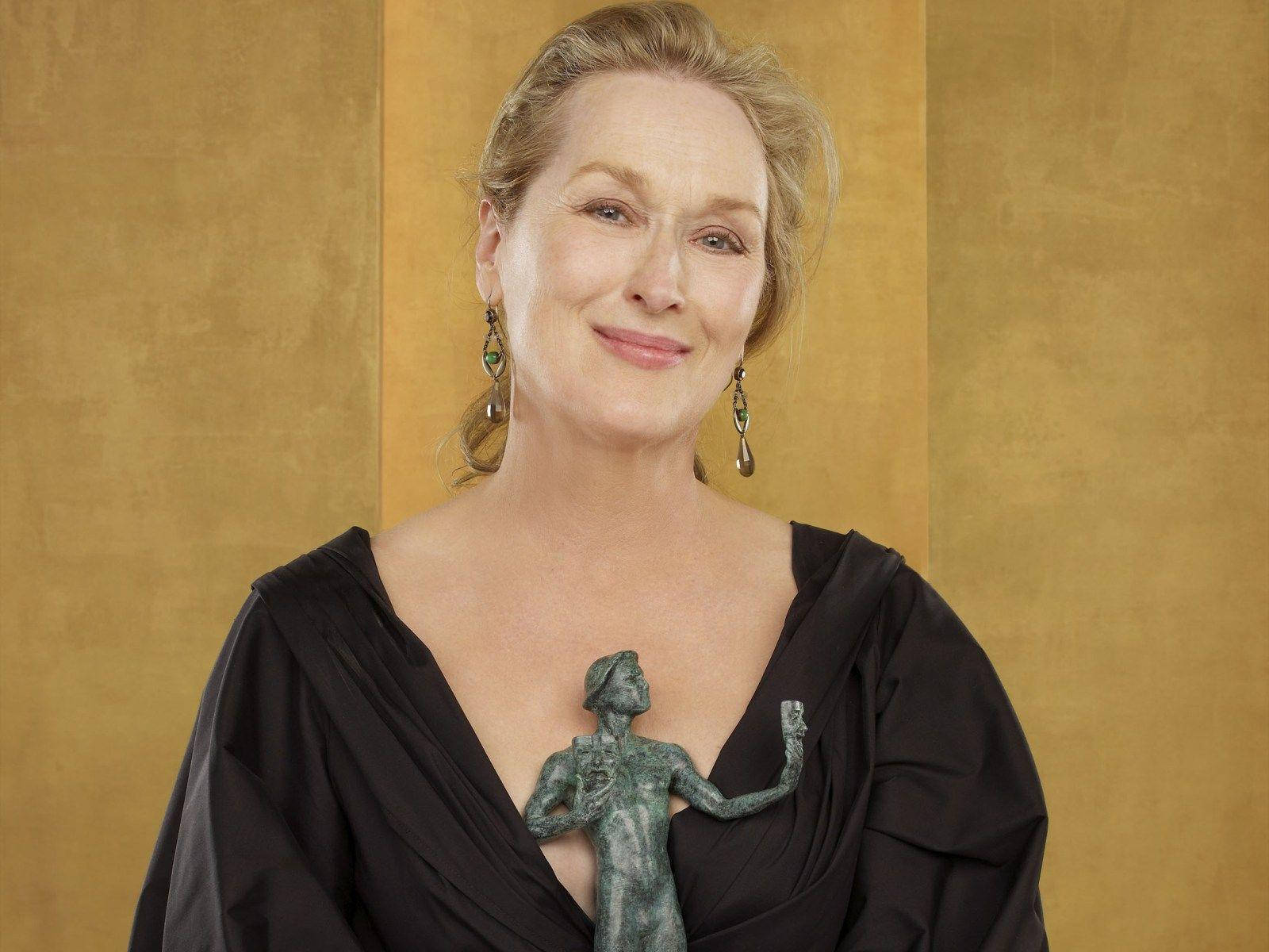 Meryl Streep enkel i sort og hvid Wallpaper