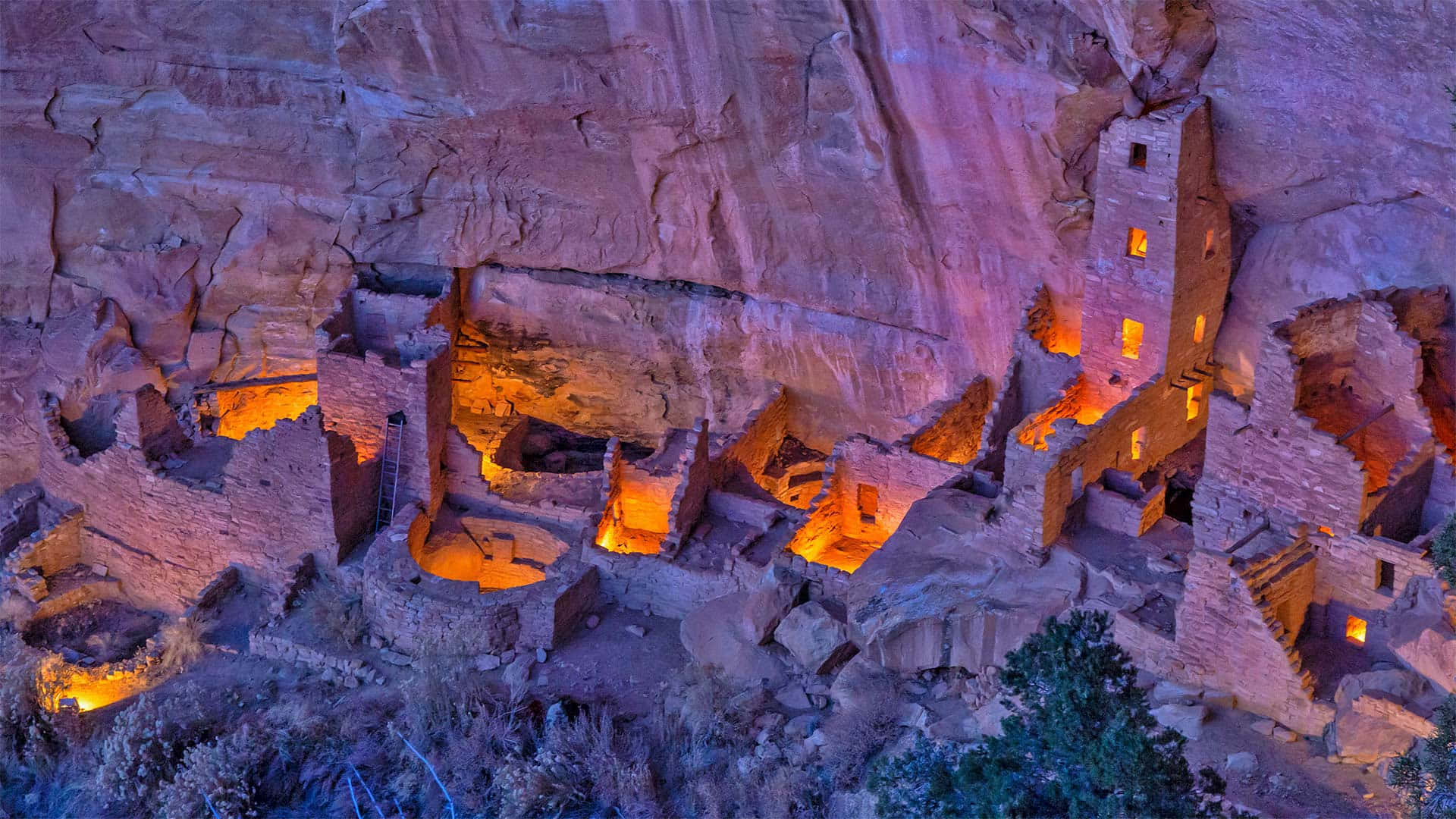 Mesa Verde National Park Cliff Palace During The Night Wallpaper