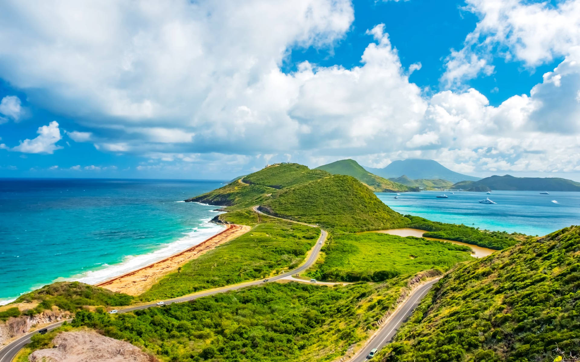 Mesmeriserende St. Kitts og Nevis ø-landskab tapet Wallpaper
