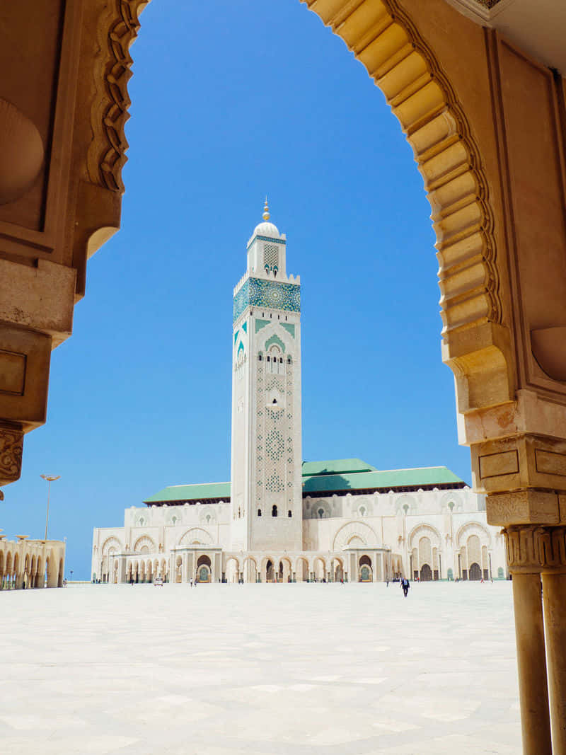 Mesmerizing Sunset View Of The Hassan Ii Mosque, Casablanca Wallpaper