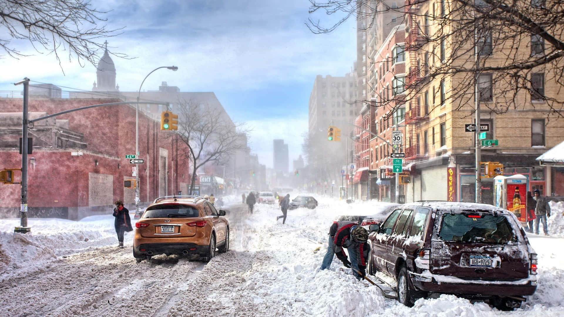 Mesmerizing Winter Wonderland In The Heart Of The City Wallpaper