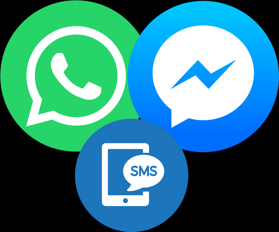 Messaging Apps Icons Overlap PNG