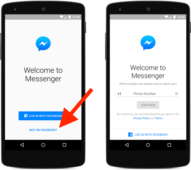 Messenger Login Screens PNG