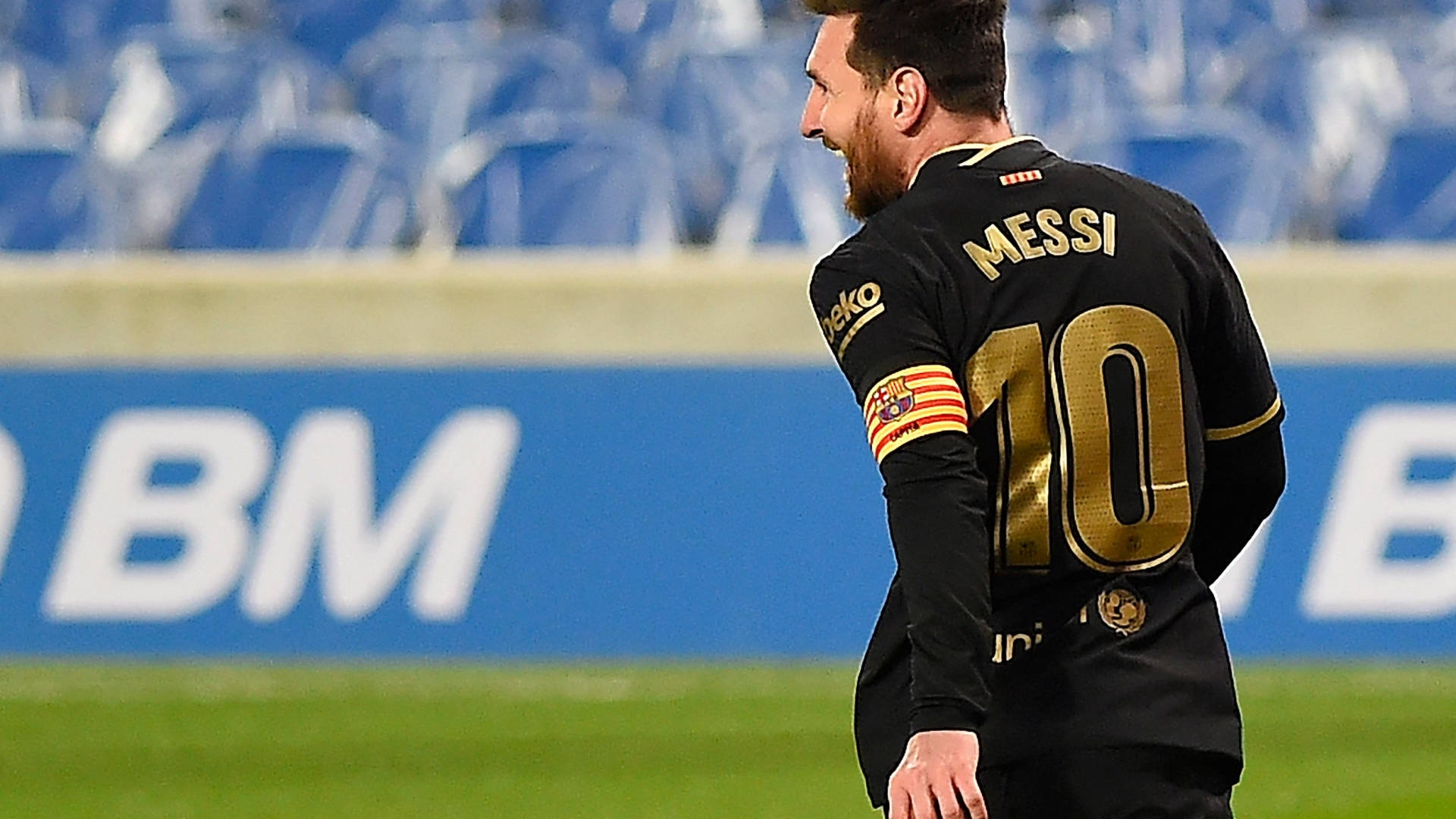 Caption: Lionel Messi Dons 2021 Away Kit Wallpaper