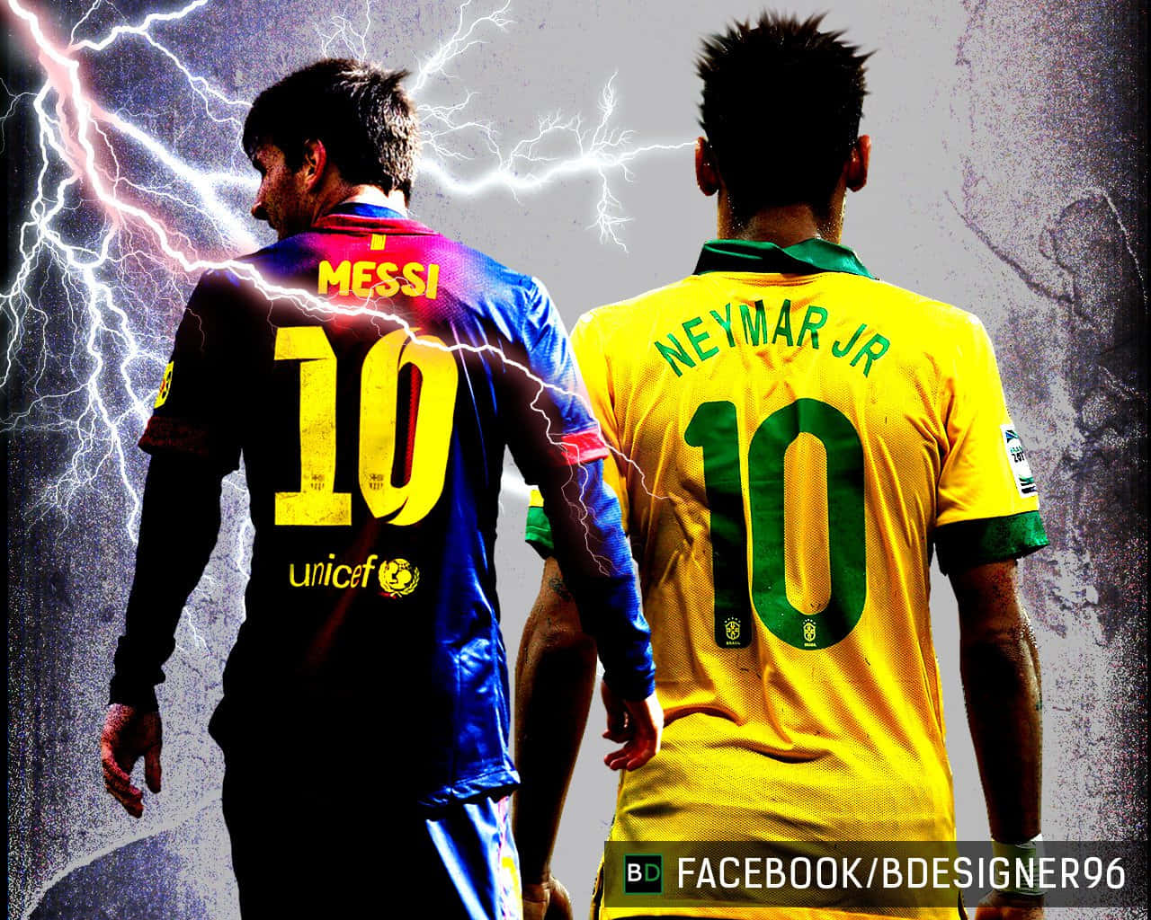 The Two Football Stars, Lionel Messi and Neymar Jr. Wallpaper